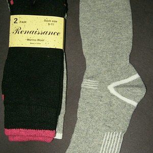 2 Pair Womens Cushioned Merino Wool Socks Shoe 5-10